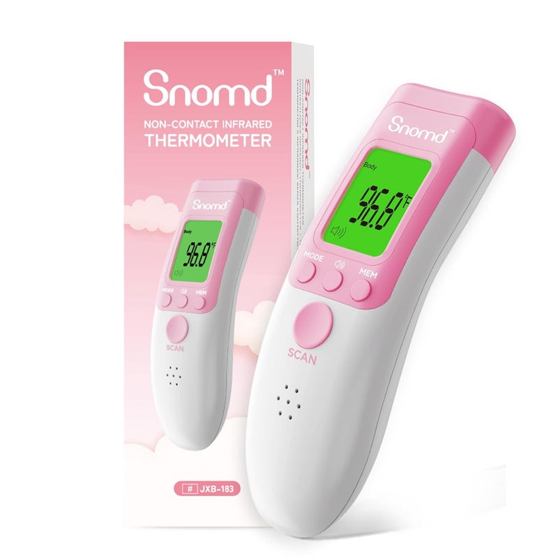 Snomd Digital Non-Contact Infrared Forehead Thermometer for Adults, Kids, and Baby, 3-in-1 Medical Grade Thermometer with Fever Indicator, Instant Reading, Backlit LCD Display - Image 1